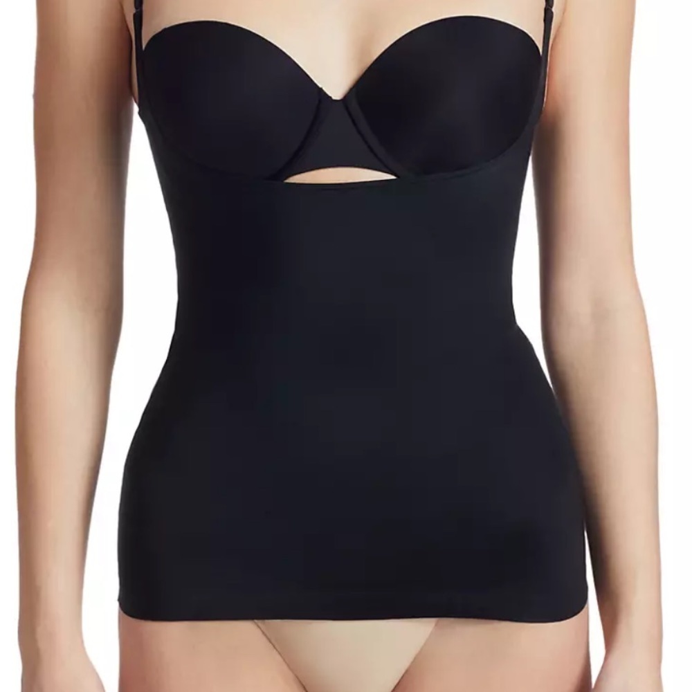 SPANX Black Scoop Neck Open Bust Shape Wear Cami Tank Women’s Size Large - Picture 2 of 6